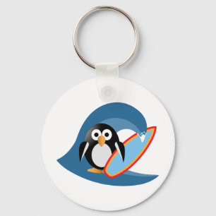 Penguin surfer sleutelhanger