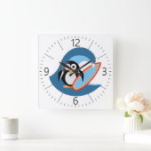 Penguin surfer vierkante klok (Huis)