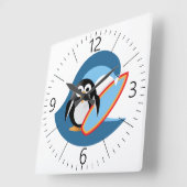 Penguin surfer vierkante klok (Hoek)
