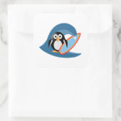 Penguin surfer vierkante sticker (Tas)