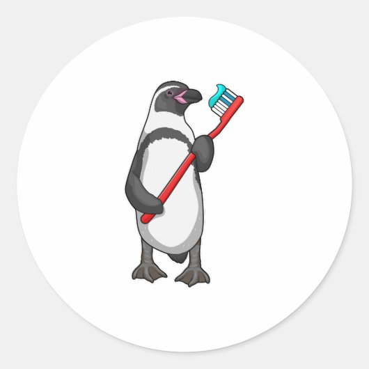 Penguin Tooth-borstel Ronde Sticker (Voorkant)