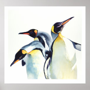 "Penguin Trio" Wilde Waterverf Kunst Poster