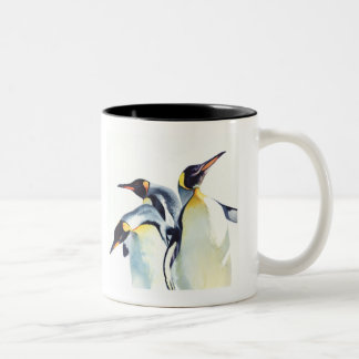 "Penguin Trio" Wilde Waterverf Kunst Tweekleurige Koffiemok