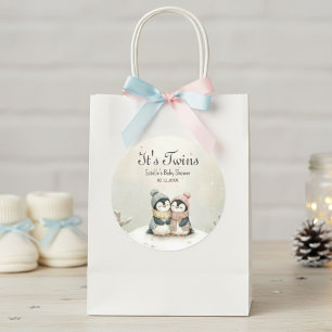 Penguin Tweeling Baby Shower Winter Thema Wonderla Ronde Sticker