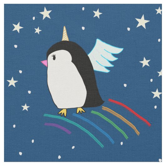 Penguin Unicorn Fabric Stof (Close Up)
