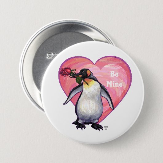 Penguin Valentijnsdag Ronde Button 7,6 Cm (Voorkant /achterkant)
