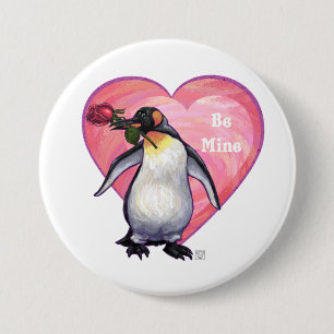 Penguin Valentijnsdag Ronde Button 7,6 Cm