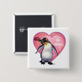 Penguin Valentijnsdag Vierkante Button 5,1 Cm (Voorkant /achterkant)