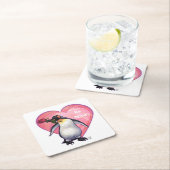 Penguin Valentijnsdag Vierkante Kartonnen Onderzetter (Insitu)