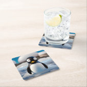Penguin Vierkante Kartonnen Onderzetter (Insitu)