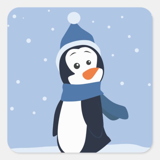 Penguin Vierkante Sticker (Voorkant)