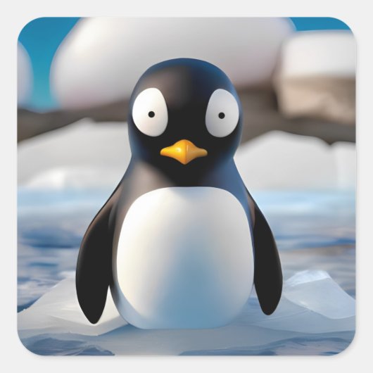 Penguin Vierkante Sticker (Voorkant)