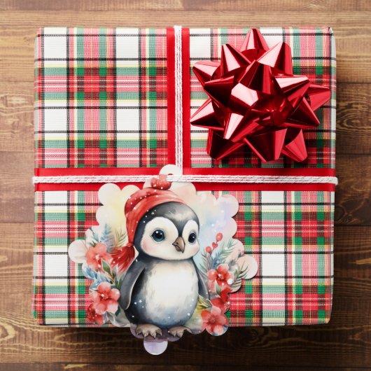 Penguin Voeg Namen Schattige Kerstmis Ornament Kaart (Insitu (Geschenk))