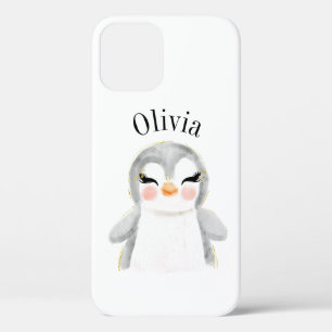Penguin Waterverf Name Modern iPhone 12 Pro Hoesje
