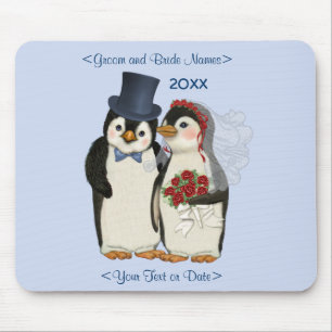 Penguin Wedding Bride en Groom Stropdas - Aanpasse Muismat