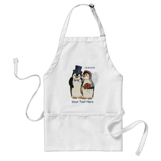 Penguin Wedding Bride en Groom Stropdas - Aanpasse Standaard Schort (Voorkant)