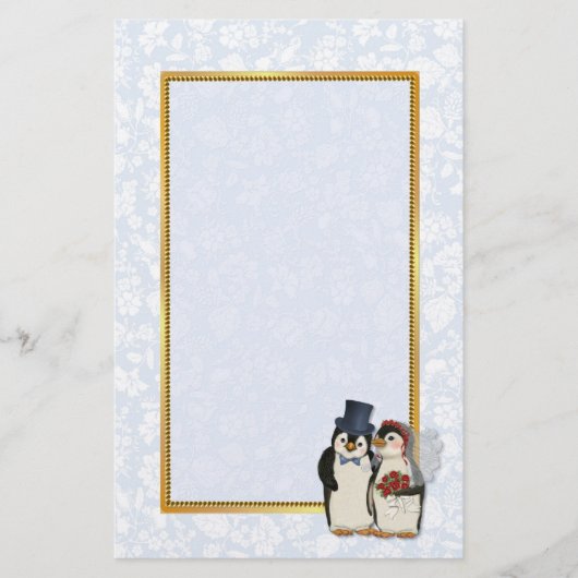 Penguin Wedding Stationery Briefpapier (Voorkant)