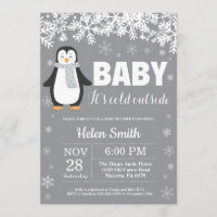 Penguin Winter Baby Shower Sneeuwvlok Uitnodiging