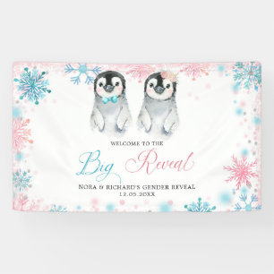 Penguin Winter Gender onthullen Grote banenbord Spandoek