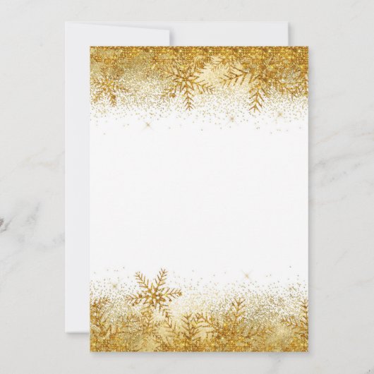 Penguin Winter Gold Snowflake Birthday Uitnodiging (Achterkant)