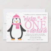 Penguin Winter ONE derland Invitation d'anniversai (Devant)