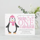 Penguin Winter ONE derland Invitation d'anniversai (Debout devant)