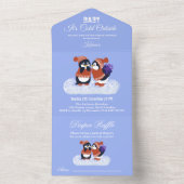 Penguin Winter Snow Birthday Baby shower Koud All In One Uitnodiging (Binnen)