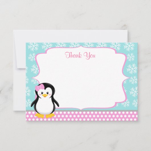 Penguin Winter Snowflake Bedankt voor je kaarten (Voorkant)