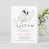 Penguin Winter Snowflake Roze Baby shower per post Kaart (Staand voorkant)