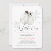 Penguin Winter Snowflake Roze Baby shower per post Kaart (Voorkant)