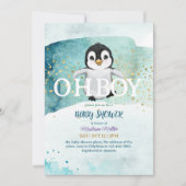 Penguin Winter Theme Cute Baby Shower Kaart (Voorkant)