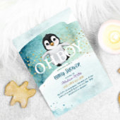 Penguin Winter Theme Cute Baby Shower Kaart