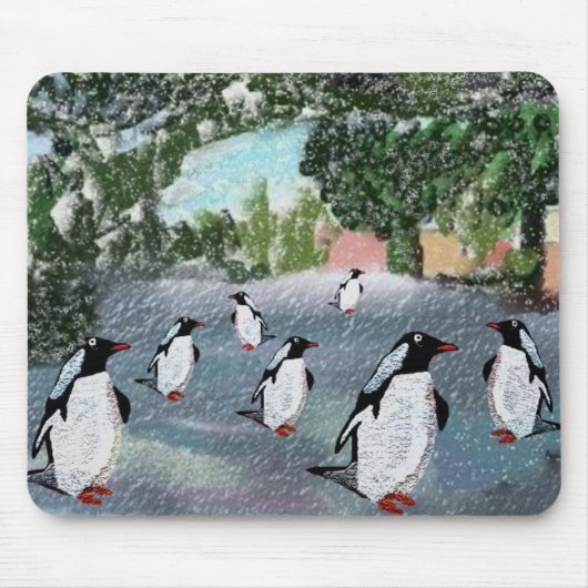 Penguin Winterwonderland Mousepad Muismat (Voorkant)