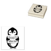 Penguin with Don't Miss Out Sign Rubberstempel (Gestempeld)