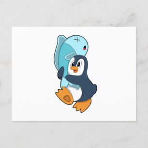 Penguin with Fish Briefkaart