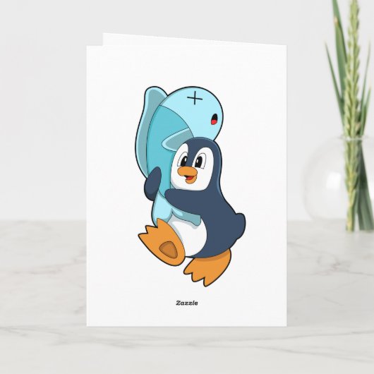 Penguin with Fish Kaart (Achterkant)