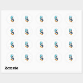 Penguin with Fish Ronde Sticker (Vel)