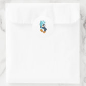 Penguin with Fish Ronde Sticker (Tas)
