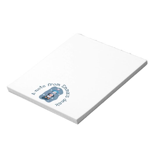 Penguin with Hot Cocoa Cup Winter Notepad Notitieblok (Gedraaid)