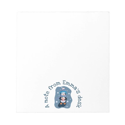Penguin with Hot Cocoa Cup Winter Notepad Notitieblok (Voorkant)