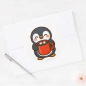 Penguin With Hot Cocoa – Cute Animal Sticker (Enveloppe)
