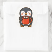 Penguin With Hot Cocoa – Cute Animal Sticker (Sac)