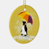 Penguin with Umbrella Keramisch Ornament (Rechts)