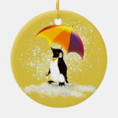 Penguin with Umbrella Keramisch Ornament (Achterkant)