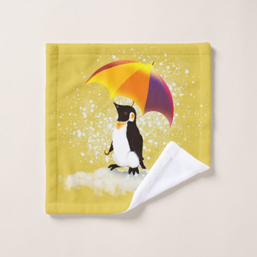 Penguin with Umbrella Washandje (Wasdoekje)