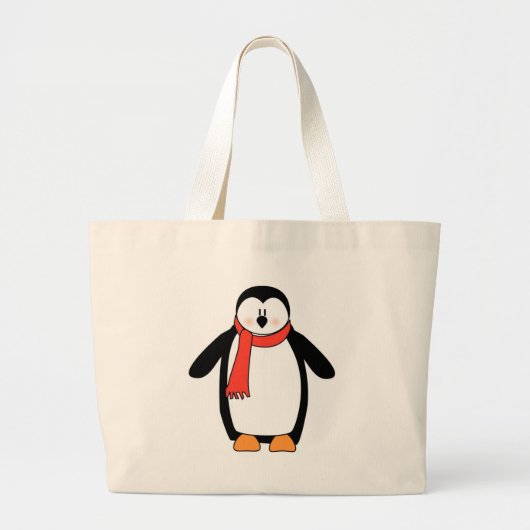 Penguin Wrapped in Red Scarf Grote Tote Bag (Voorkant)