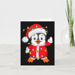 Penguin Xmas Verlichting Santa Kostuum Penguin Chr Kaart