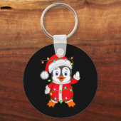 Penguin Xmas Verlichting Santa Kostuum Penguin Chr Sleutelhanger (Voorkant)