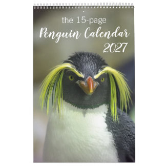 Penguïnkalender van 15 maanden met beschrijvingen kalender
