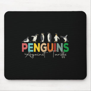 Penguins Against Tariffs Humor Animal Retro verzet Muismat